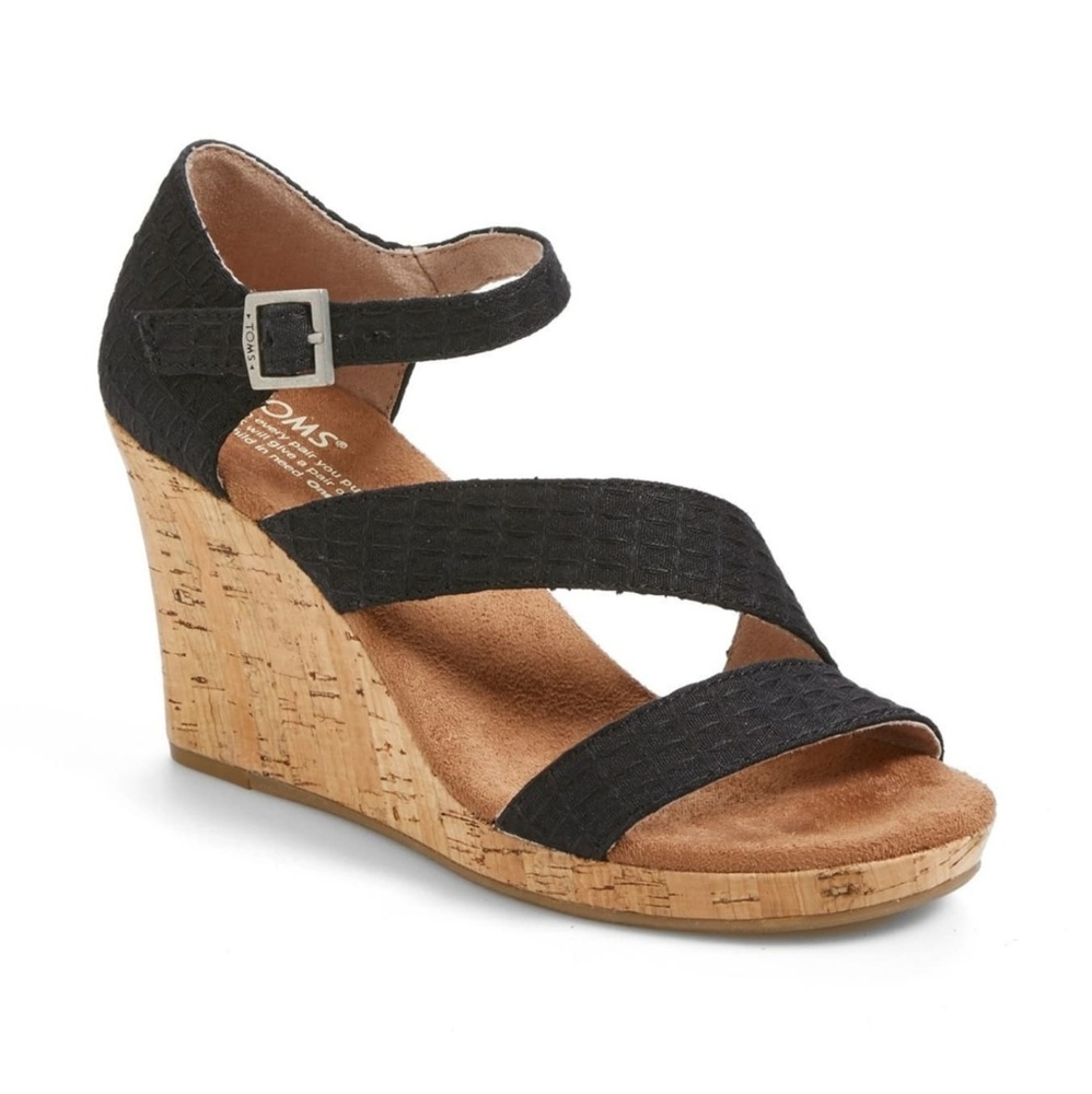 TOMS Black wedge sandals 7.5